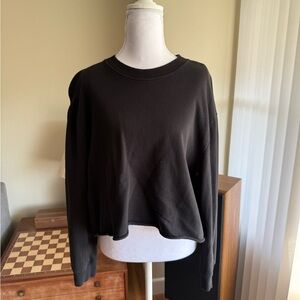Topshop Black Cropped Crewneck Sweatshirt Size US 4-6